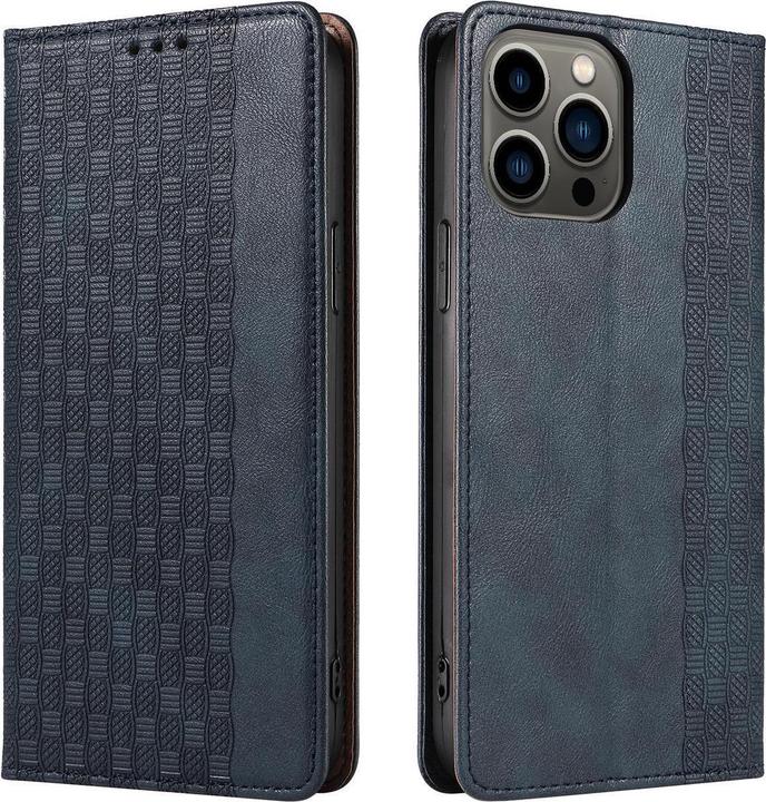 Image du produit Hurtel Magnet Strap Case iPhone 14 Pro Flip Wallet Mini Lanyard Stand Blue (Apple iPhone 14 Pro)