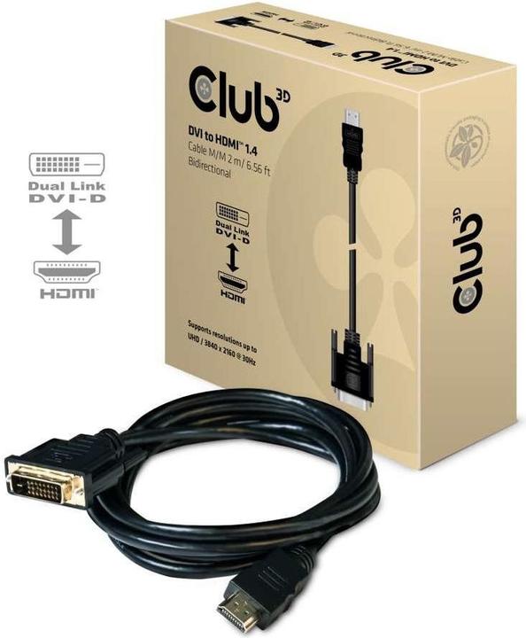 Actual product image Club 3D DVI — HDMI (Typ A) (2 m, DVI, HDMI)