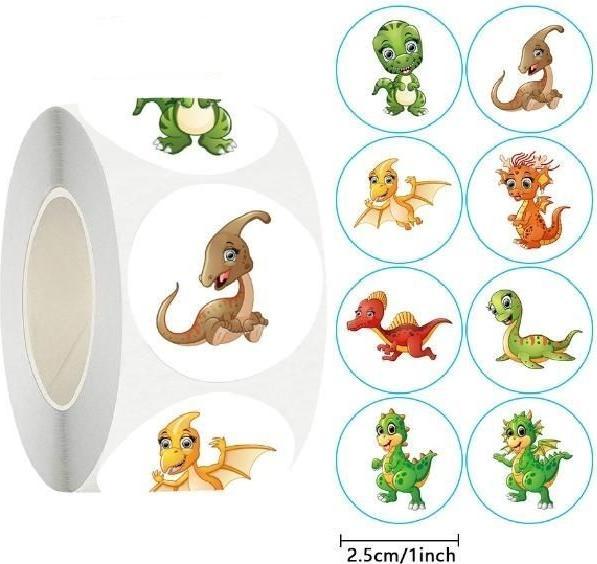 Actual product image MU Classic 500 self-adhesive sticker roll with dinosaur babies motif