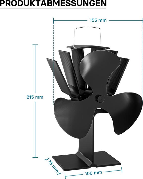 Actual product image Wiltec Stove fan (15.5 x 12 x 21.5 cm)