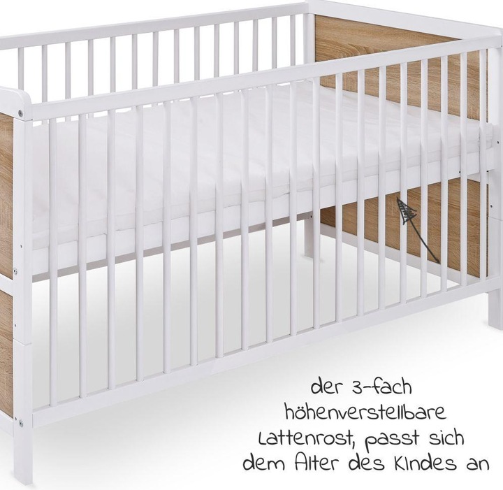 Produktbild jonka Gitterbetten Babybett-Komplett-Set Max inkl. Bettwäsche, Himmel (70 x 140 cm)