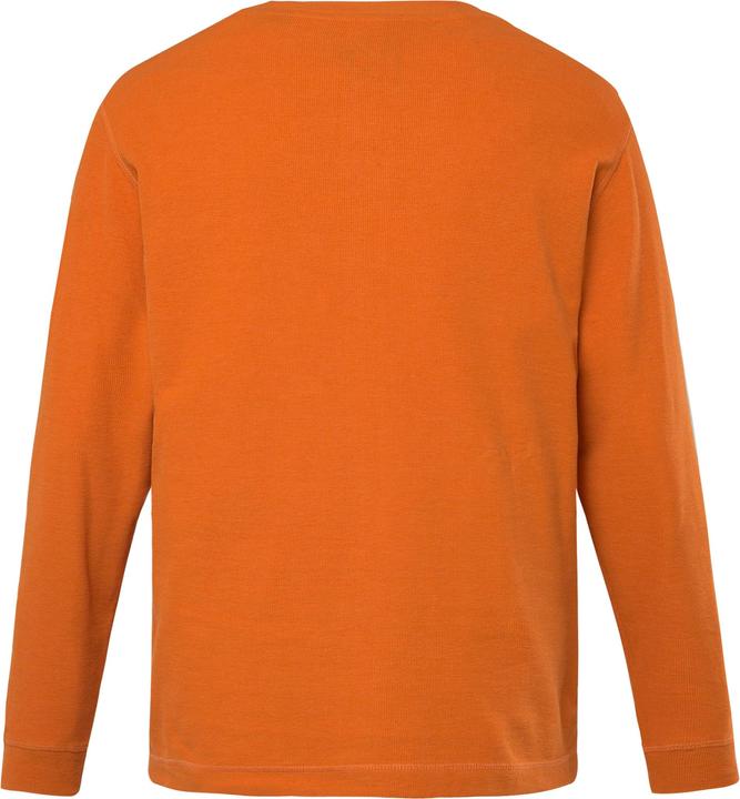 Actual product image JP1880 Henley, long sleeve, waffle piqué, round neck with button placket, up to 8 XL (5XL)