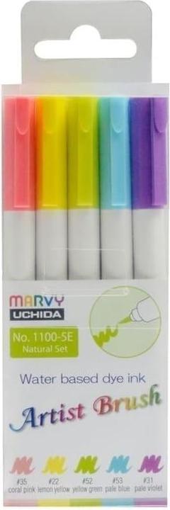 Immagine prodotto Uchida Pennarelli MARVY con punta a pennello Artist Brush Natural, 5 pezzi. (5x)