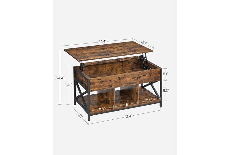 Immagine prodotto Vasagle Couchtisch Industrial 50 x 49 cm, Schwarz, Tiefe