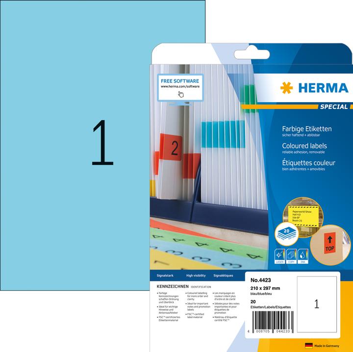 Actual product image HERMA Colour labels A4 removable