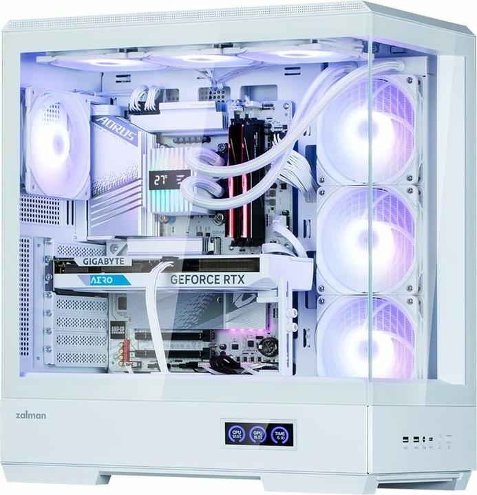 Actual product image Zalman GHE P50 DS ATX Case Tempered Glass Panoramic View - White (ATX, Mini-ITX, mATX)