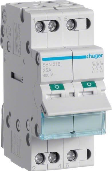 Actual product image Hager SBN316. Rated current: 16 A, Coil voltage (max): 440 V. Module quantity (max): 2 module(s)