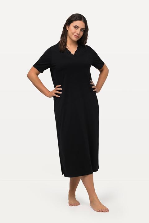 Immagine prodotto Ulla Popken Camicia da notte con modal, ricami traforati, scollo a V e mezze maniche (62)
