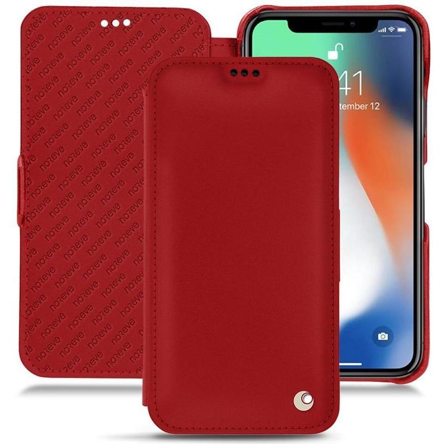 Noreve Lederschutzhülle horizontal (Apple iPhone XR), Smartphone Hülle, Rot