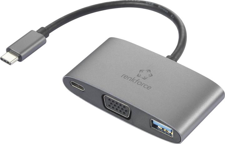 Renkforce USB-C®, VGA Adapter (1x USB-C® Stecker - 1x USB-C® Buchse (Power Deliv (USB-A, VGA, 15 cm)