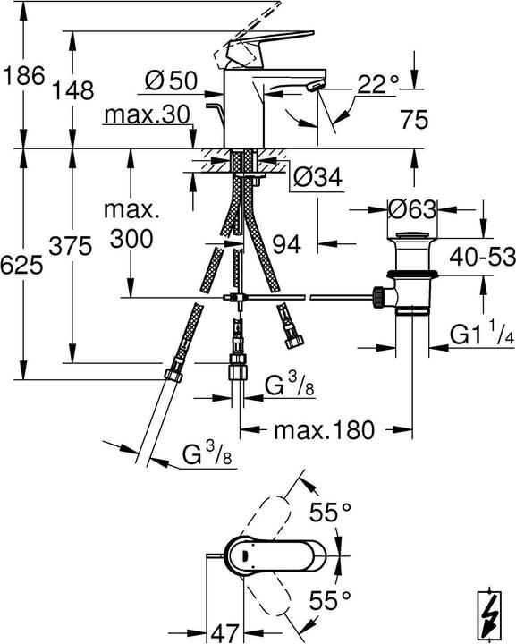 Productafbeelding Grohe Eurosmart Cosmopolitan ééngreeps wastafelmengkraan S-Size