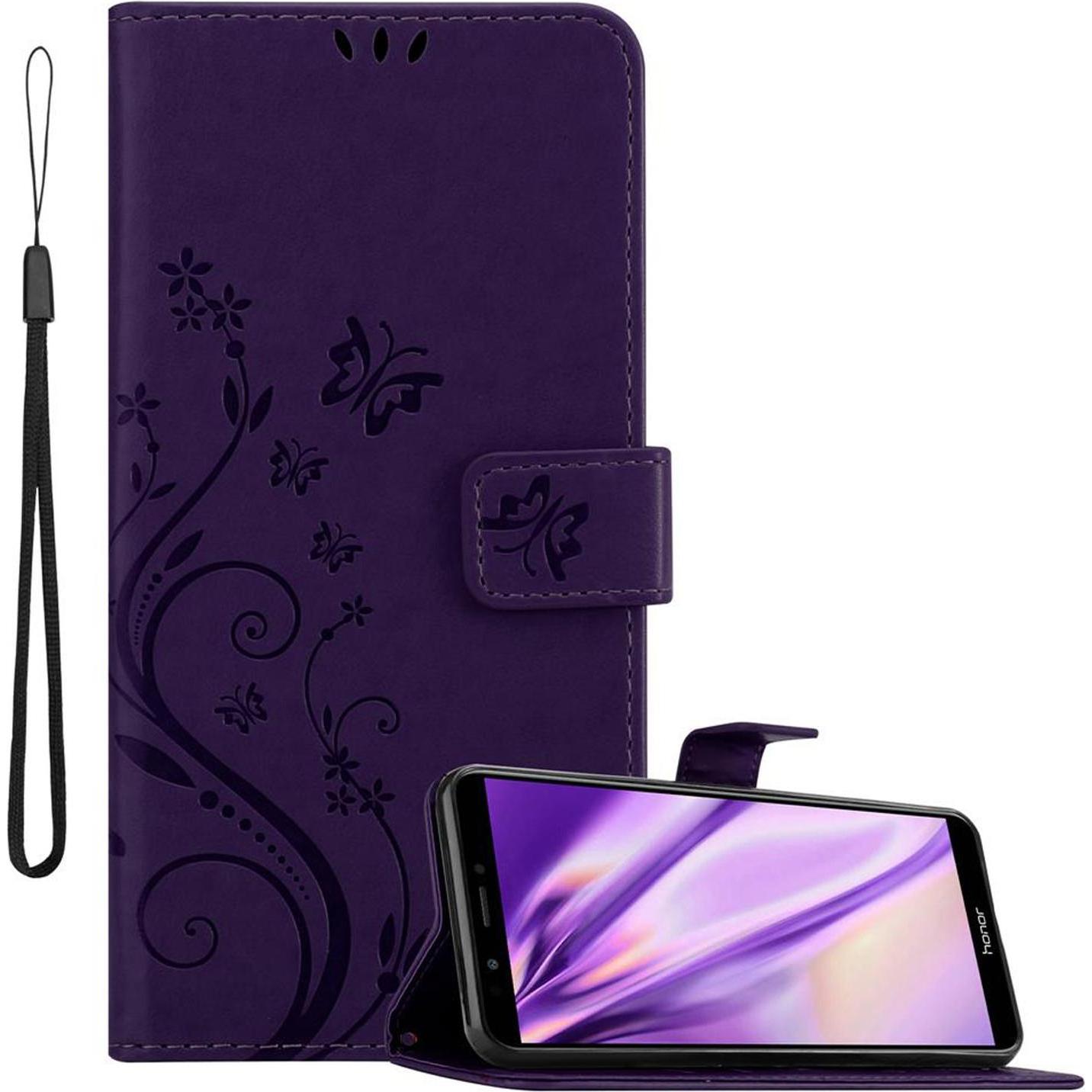 Cadorabo Flower Book Cover (Honor 7c), Smartphone Hülle, Violett