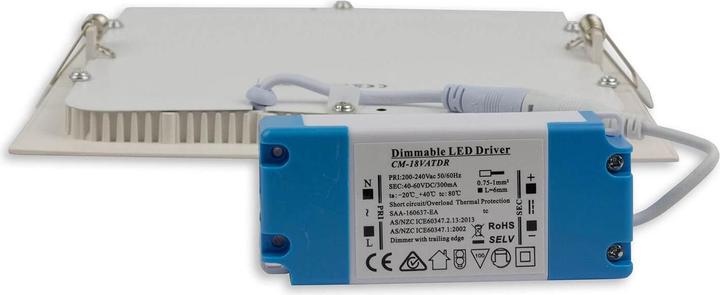 Produktbild Isoled LED Downlight, 15W, eckig, ultraflach, blendungsreduziert, weiss, neutralweiss, dimmbar CRI90