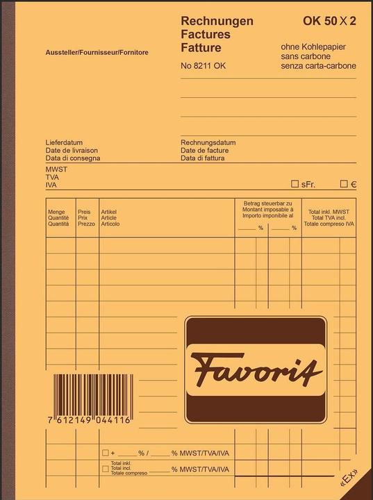 Favorit Fatture del libro copia carbone con carta autocopiante (100 x)