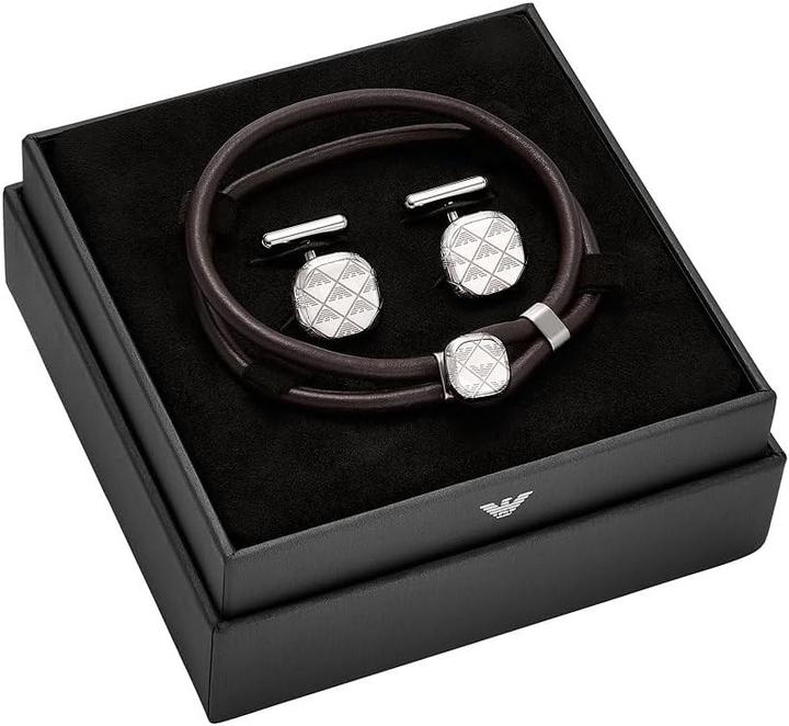 Productafbeelding Emporio Armani - Leather bracelet and cufflinks set EGS3151SET