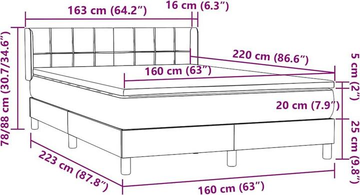 Image du produit vidaXL Boxspringbett (160 x 220 cm)