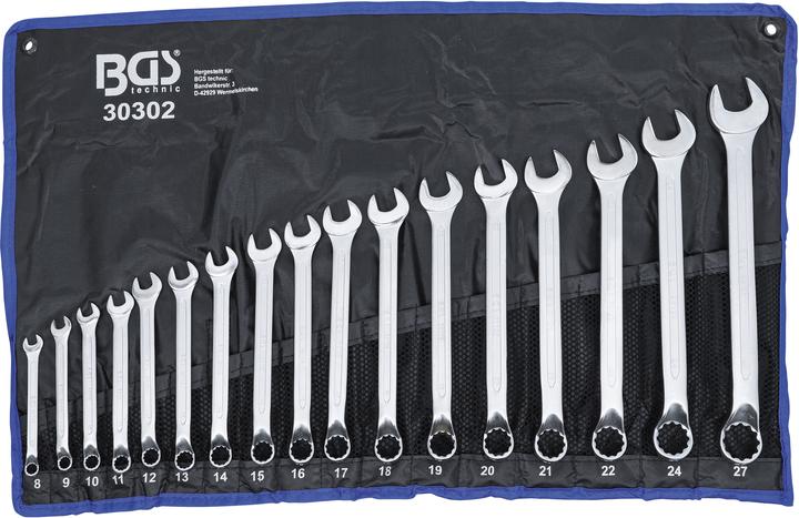 Actual product image BGS Combination Spanner Set offset 8 - 27 mm 17 pcs. (19 mm, 12 mm, 24 mm, 14 mm, 22 mm, 16 mm, 23 mm, 10 mm, 21 mm, 18 mm, 27 mm, 17 mm, 11 mm, 15 mm, 26 mm, 8 mm, 9 mm, 13 mm, 20 mm, 25 mm)