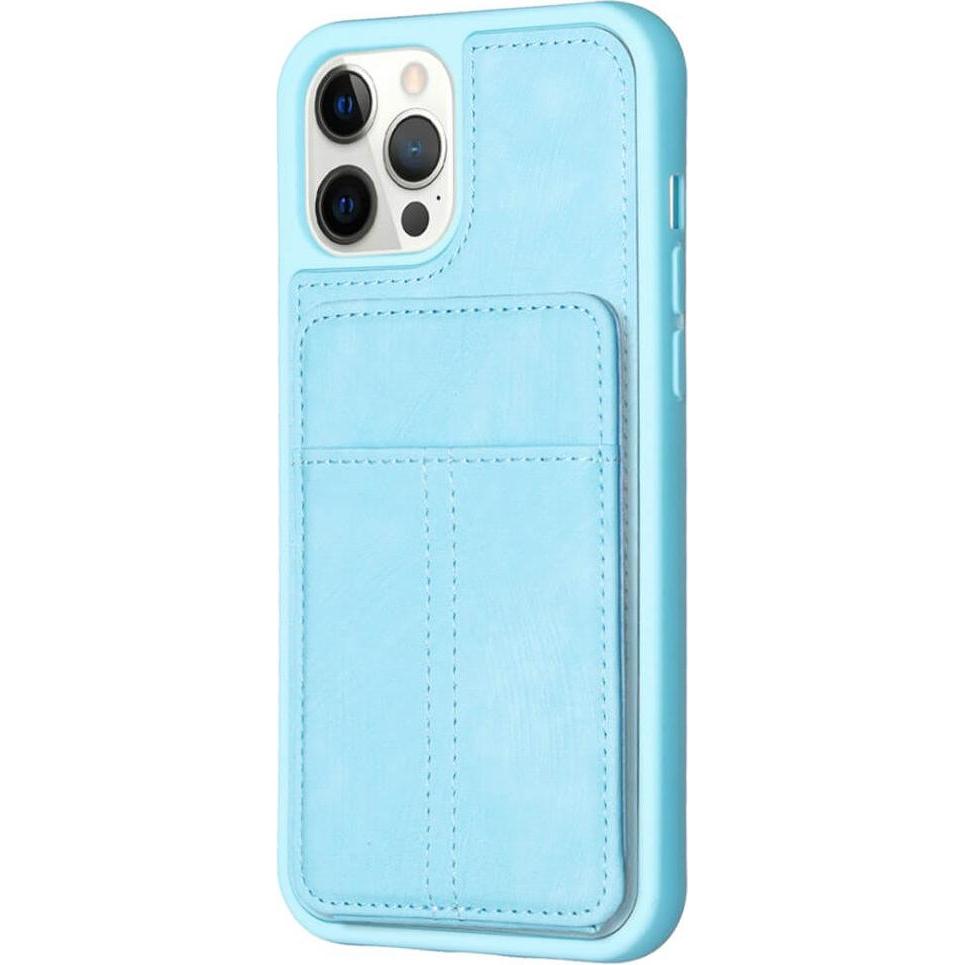Cover-Discount iPhone 15 Pro Max - Kickstand Case mit Kartenfächer blau (Apple iPhone 15 Pro Max), Smartphone Hülle, Bla...