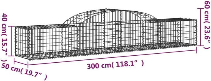 Immagine prodotto vidaXL Gabionen mit Hochbogen 25 Stk. 300x50x40/60 cm Verzinktes Eisen