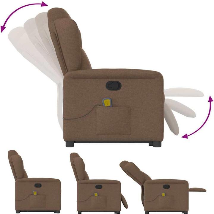 Immagine prodotto vidaXL Poltrona massaggiante con ausilio stand-up in tessuto marrone