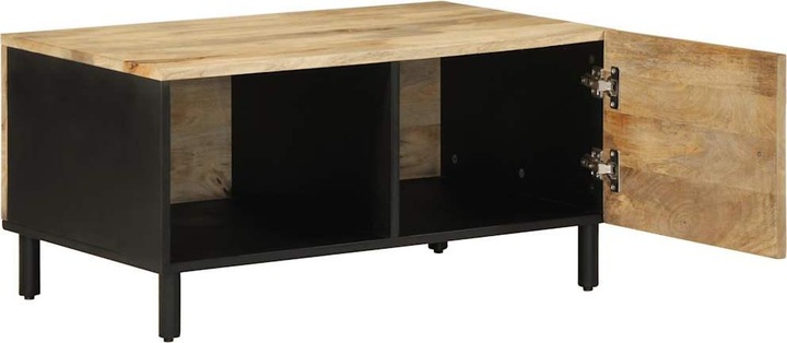Produktbild VidaXL Couchtisch Beistelltisch Wohnzimmertisch Tisch Schwarz Raues Mangoholz (80 x 50 x 40 cm)