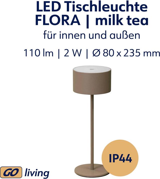 Produktbild Müller Licht MÜLLER-LICHT LED-Akku-Tischleuchte Flora, 2 W, 110 lm, 3000 K, braun (110 lm)