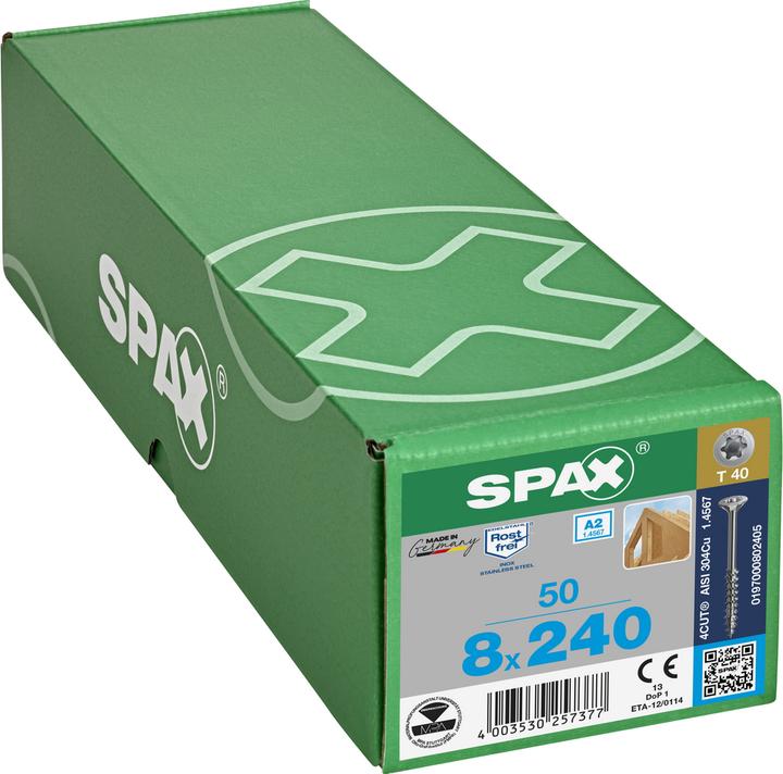 Produktbild Spax A2 Senkmultikopf T-Star Plus T40 Teilgewinde 4cut (50 Schrauben pro Stück)