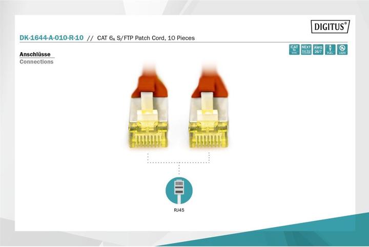Produktbild Digitus CAT 6A S/FTP Patchkabel, 10 Stück (S/FTP, CAT6a, 1 m)