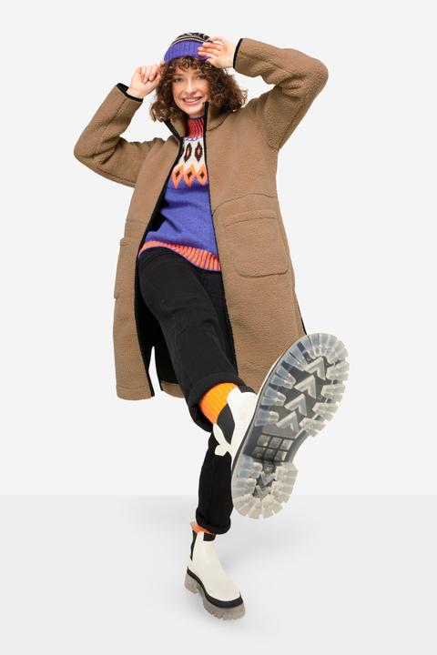 Immagine prodotto Laurasøn Cappotto in pile teddy con collo alto e zip a cursore doppio (L)