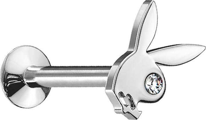 Produktbild Star Piercing Micro Labret Innengewinde silber Playboy Bunny (Messing, Chirurgenstahl 316L)