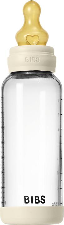 Productafbeelding Bibs - Glass Baby Bottle Round Latex Medium Flow - Ivory - 240 ml (240 ml)
