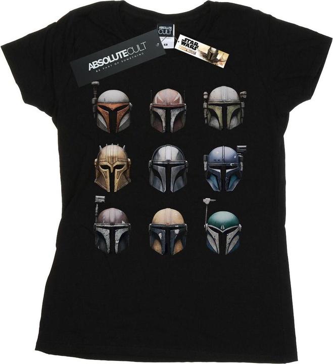 Actual product image Star Wars Womens/Ladies The Mandalorian Helmet Display Cotton T-Shirt (M)