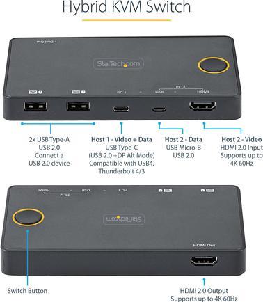 Produktbild StarTech 2 Port Hybrid KVM