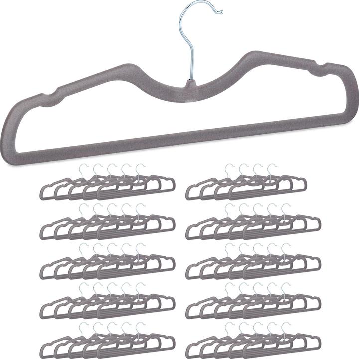 Actual product image Relaxdays Flocked Coat Hanger Set of 50, Velvet Coating (1 x)