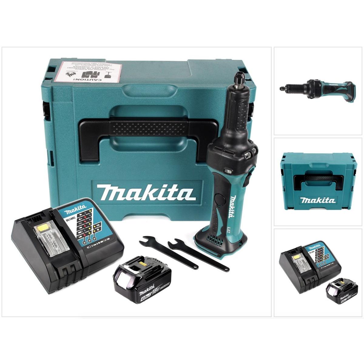 Makita, Schleifmaschine + Poliermaschine, DGD 800 RM1J Akku Geradschleifer 18V + 1x Akku 4,0Ah + Ladegerät + Makpac (Exz...