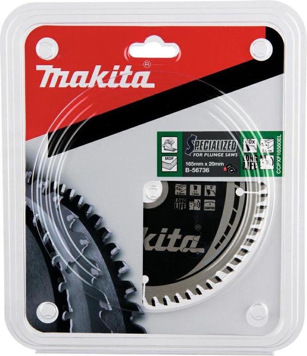 Produktbild Makita B-56736 HM-Säge 165X2X20mm 5° T60 SPEZIELL für Tauchkreissägen