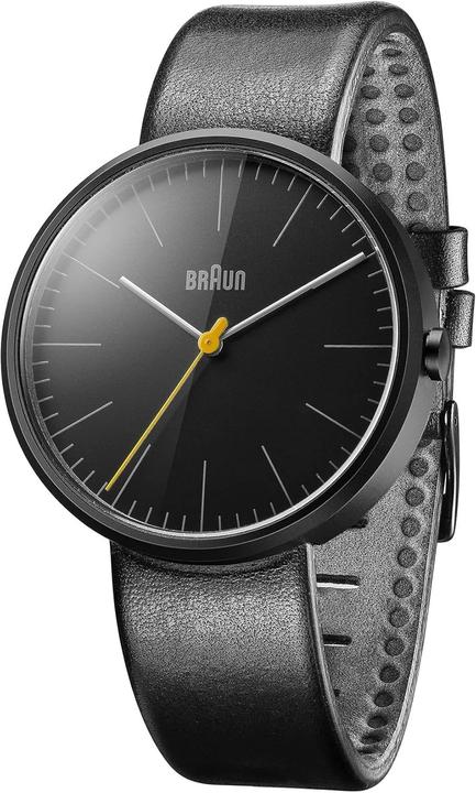 Actual product image Braun Analog Quartz Watch with Matte Black Dial and Leather Strap (42 mm)
