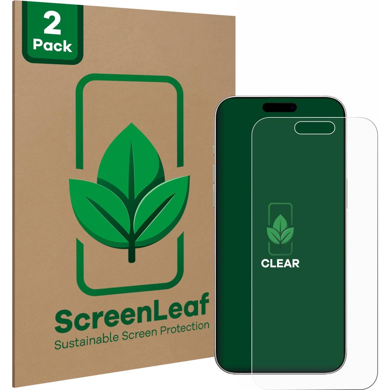 ScreenLeaf Schutzfolie nachhaltiger Displayschutz Displayschutzfolie Folie Klar Transparent (2 Stück, Apple iPhone 16), ...