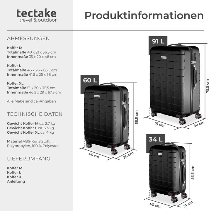 Actual product image tectake Trolley Set of 3 (98 l)