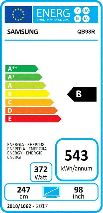 Energy Label Samsung QB98R (3840 x 2160 Pixels, 98")