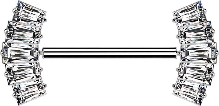 Image du produit Star Piercing Threadless Barbell silber mit zwei fünf Baguette Kristalle silber (Titane, sans laiton)