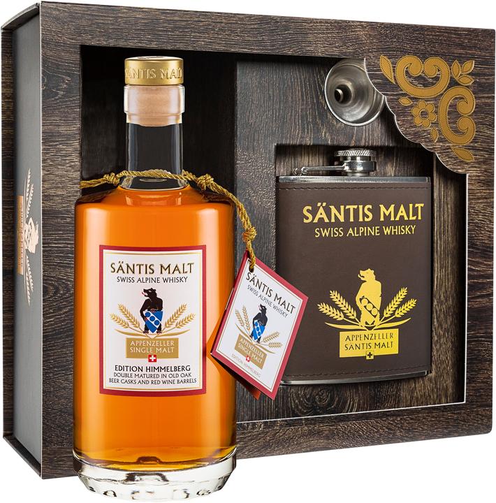 Actual product image Säntis Malt Gift set Himmelberg hip flask set 0.5 l (Single Malt, 1 x 50 cl)