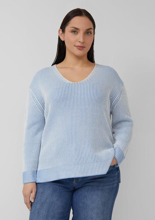 Produktbild s.Oliver Strickpullover Baumwollmix-Strickpullover mit V-Ausschnitt (46)