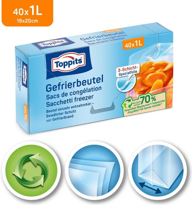 Produktbild Toppits Gefrierbeutel 1 Liter 40 Stück (40 x)