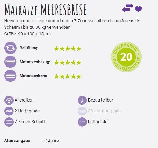 Produktbild Träumeland Kinder- & Jugendmatratze Meeresbrise (90 x 200 x 15 cm)