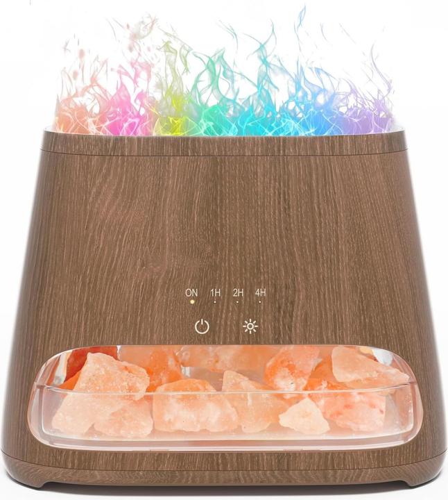 Fellhof Aroma Diffuser mit LED-Flammeneffekt und Salzkristallen (150 ml)