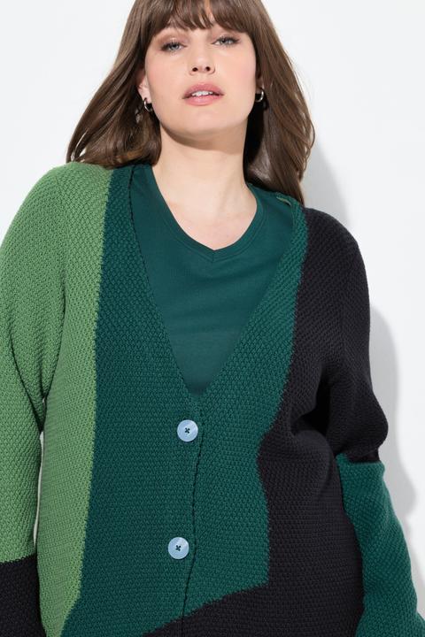 Image du produit Ulla Popken Cardigan long à col en V, matière texturée en coton bio (54)