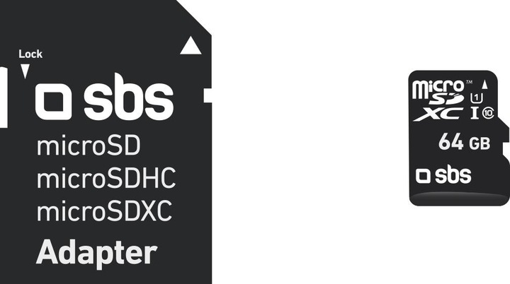 Actual product image SBS 64 GB Class 10 Micro SDXC with adapter (64 GB, microSDXC, U3)