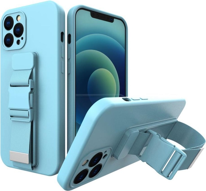 Produktbild Hurtel Rope case gel case with a chain lanyard bag lanyard iPhone 12 Pro Max blue (Apple iPhone 12 Pro Max)