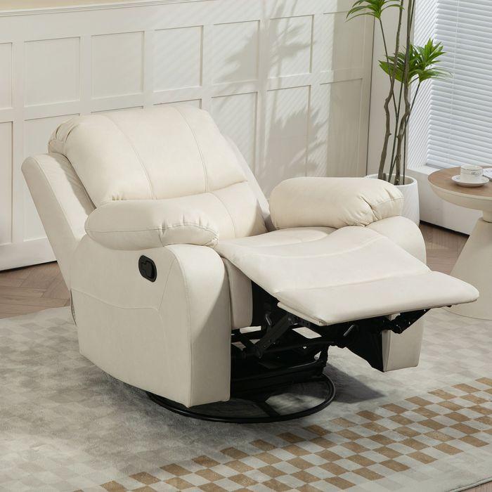 Image du produit Swisshandel24 Fauteuil TV Fonction chaise longue, repose-pieds, pivotant Système de ressorts ensachés, crème